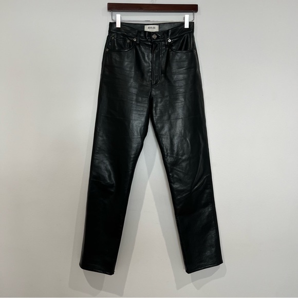 Agolde Recycled Leather Fitted 90's Jeans in Detox - Picture 2 of 8